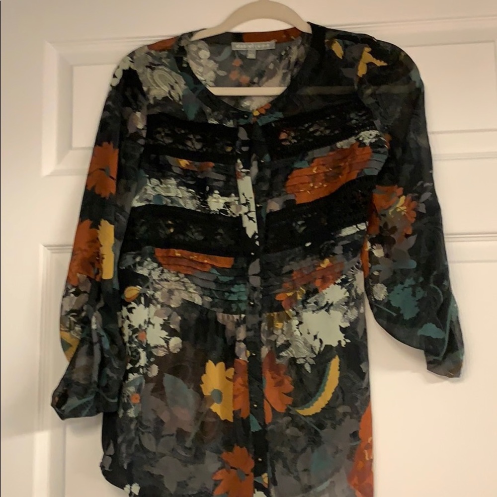 See through patterned blouse